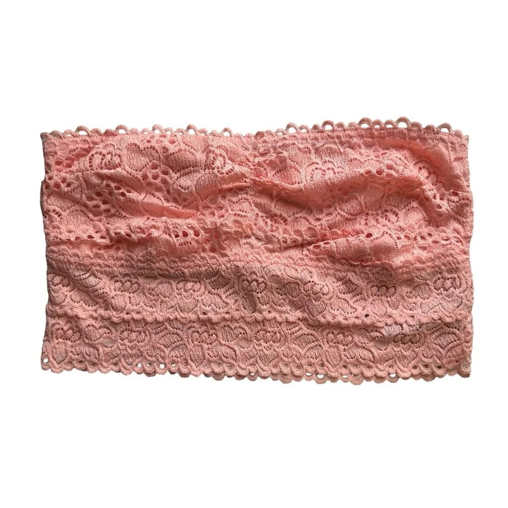 Aerie Blush Pink Lace Strapless Bandeau Size L Loungewear Stretch Festival